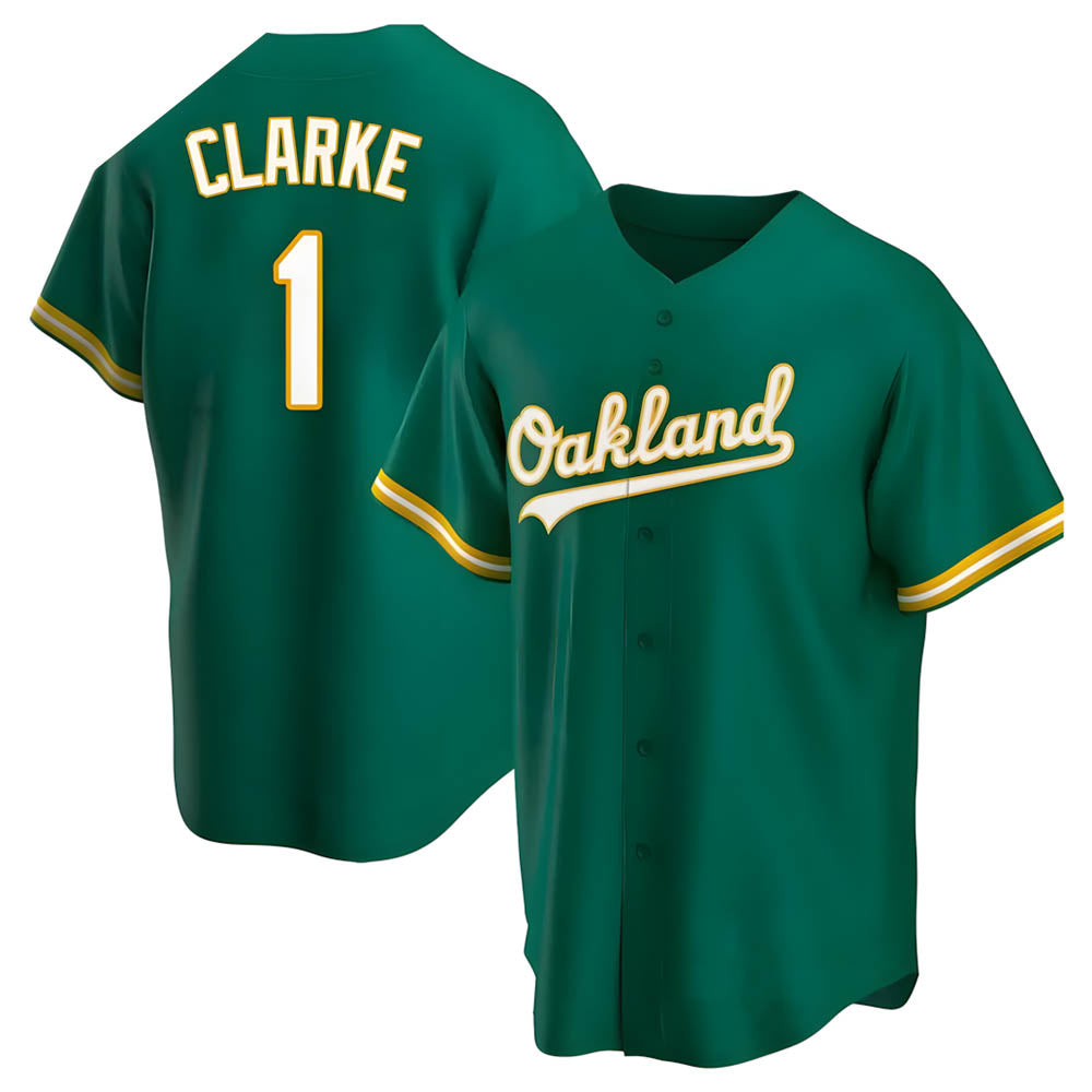 Davalo Athletics #1 Denzel Clarke player Green Replica Kelly Alternate Stitched Jersey