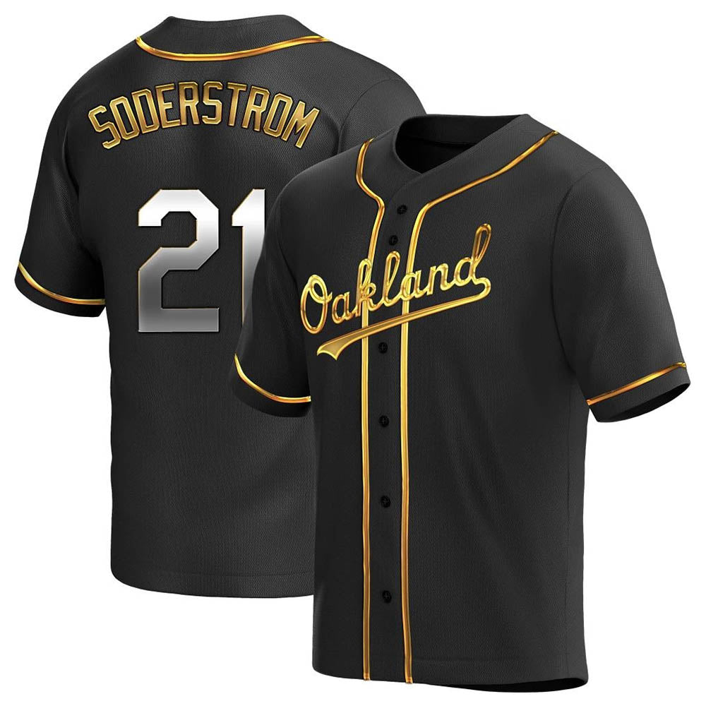 Davalo Athletics #21 Tyler Soderstrom Player Black Golden Replica Alternate Stitched Jersey