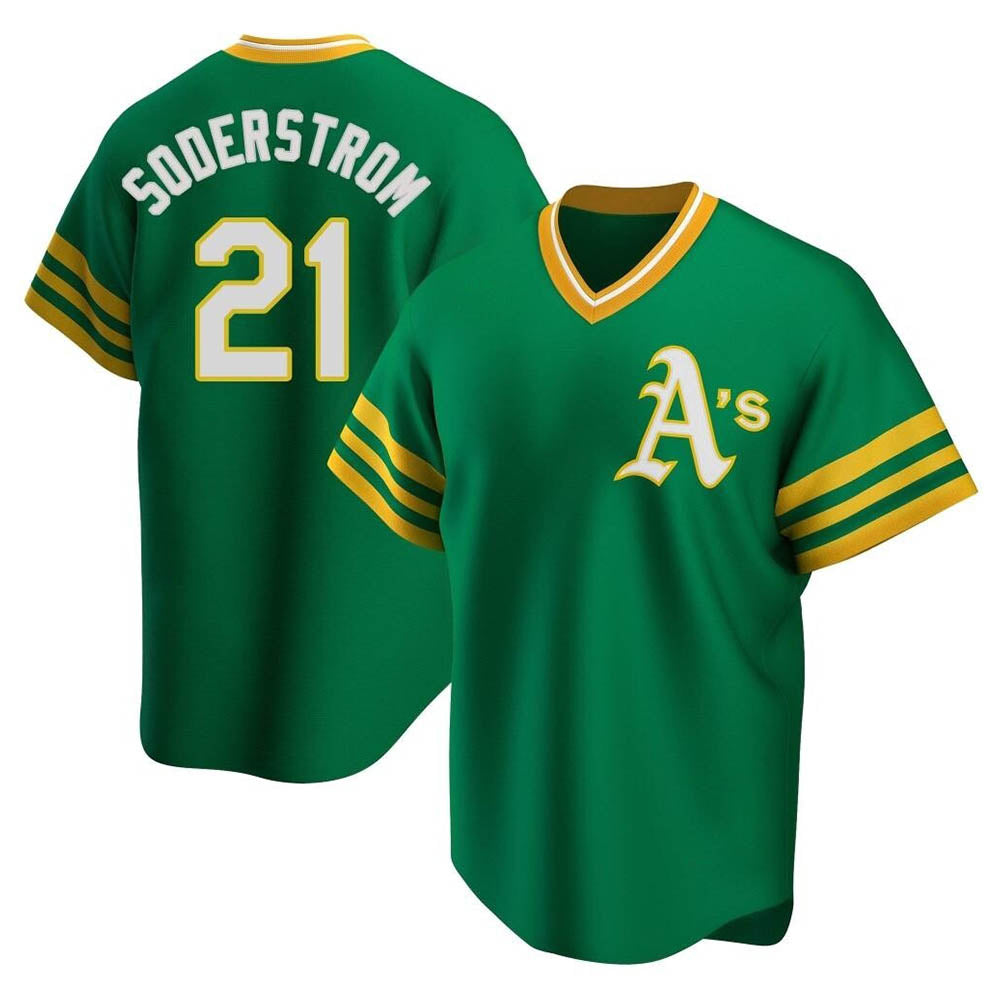 Davalo Athletics #21 Tyler Soderstrom Player Green Replica Cooperstown Collection Stitched Jersey