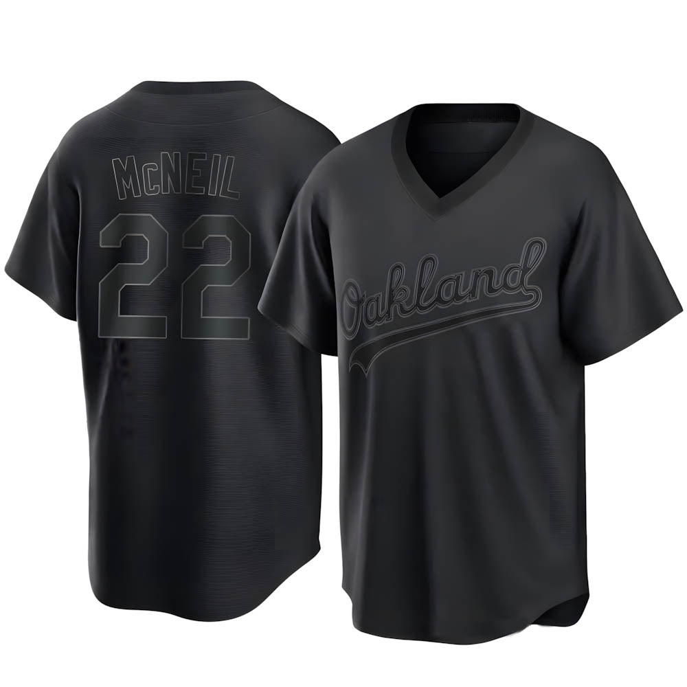 Davalo Athletics #22 Jeff McNeil player Black Replica Pitch Fashion Stitched Jersey