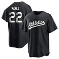 Davalo Athletics #22 Jeff McNeil player Black&White Replica Stitched Jersey