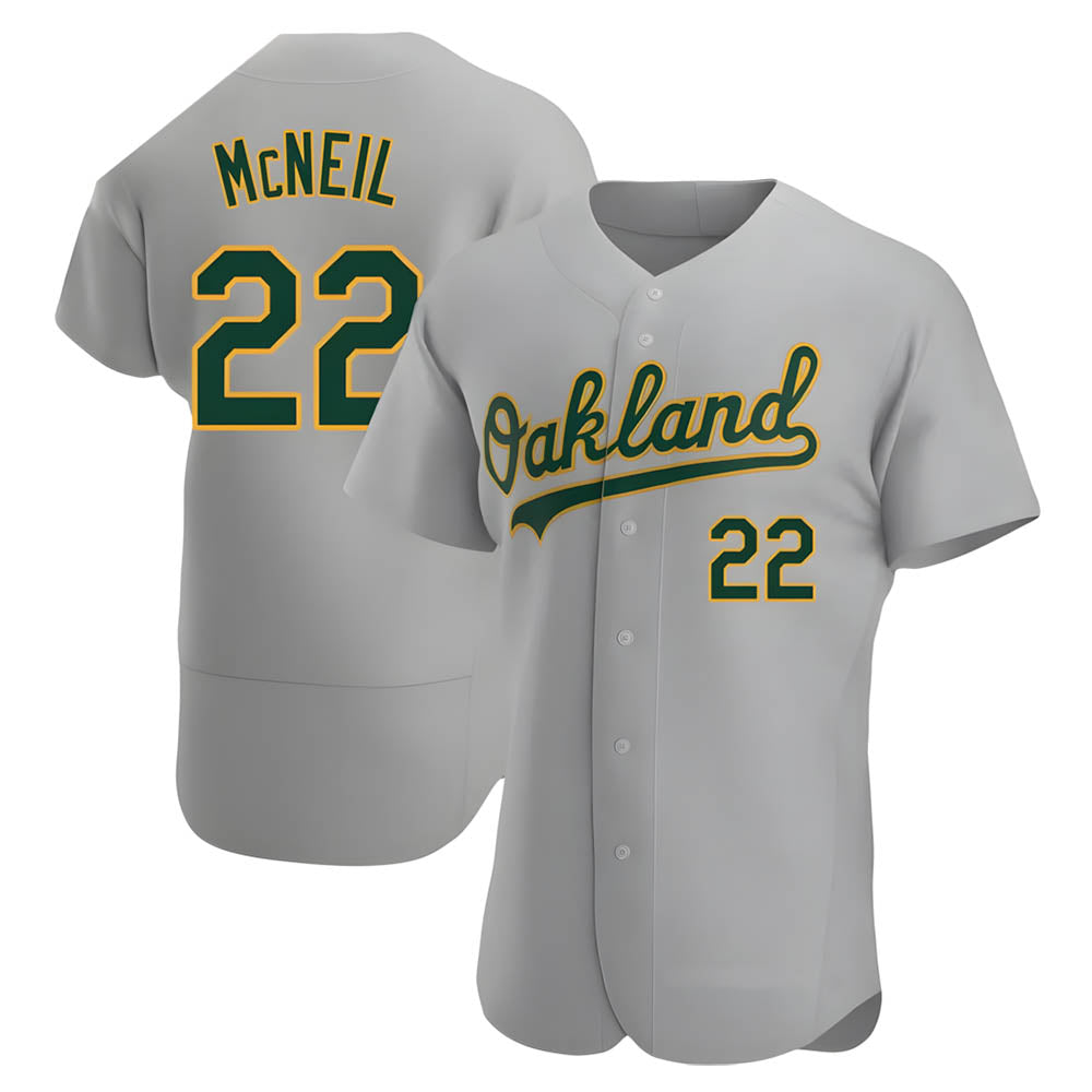 Davalo Athletics #22 Jeff McNeil player Gray Authentic Road Stitched Jersey