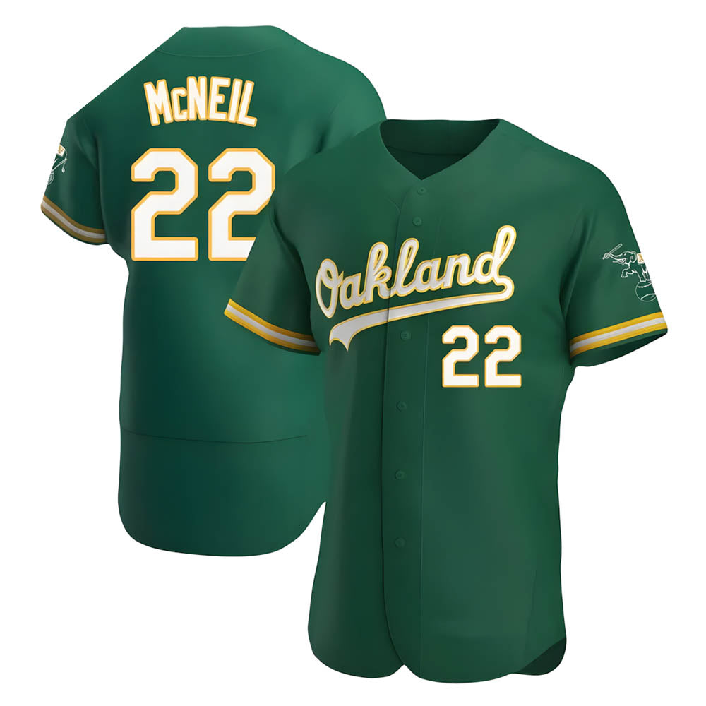 Davalo Athletics #22 Jeff McNeil player Green Authentic Kelly Alternate Stitched Jersey