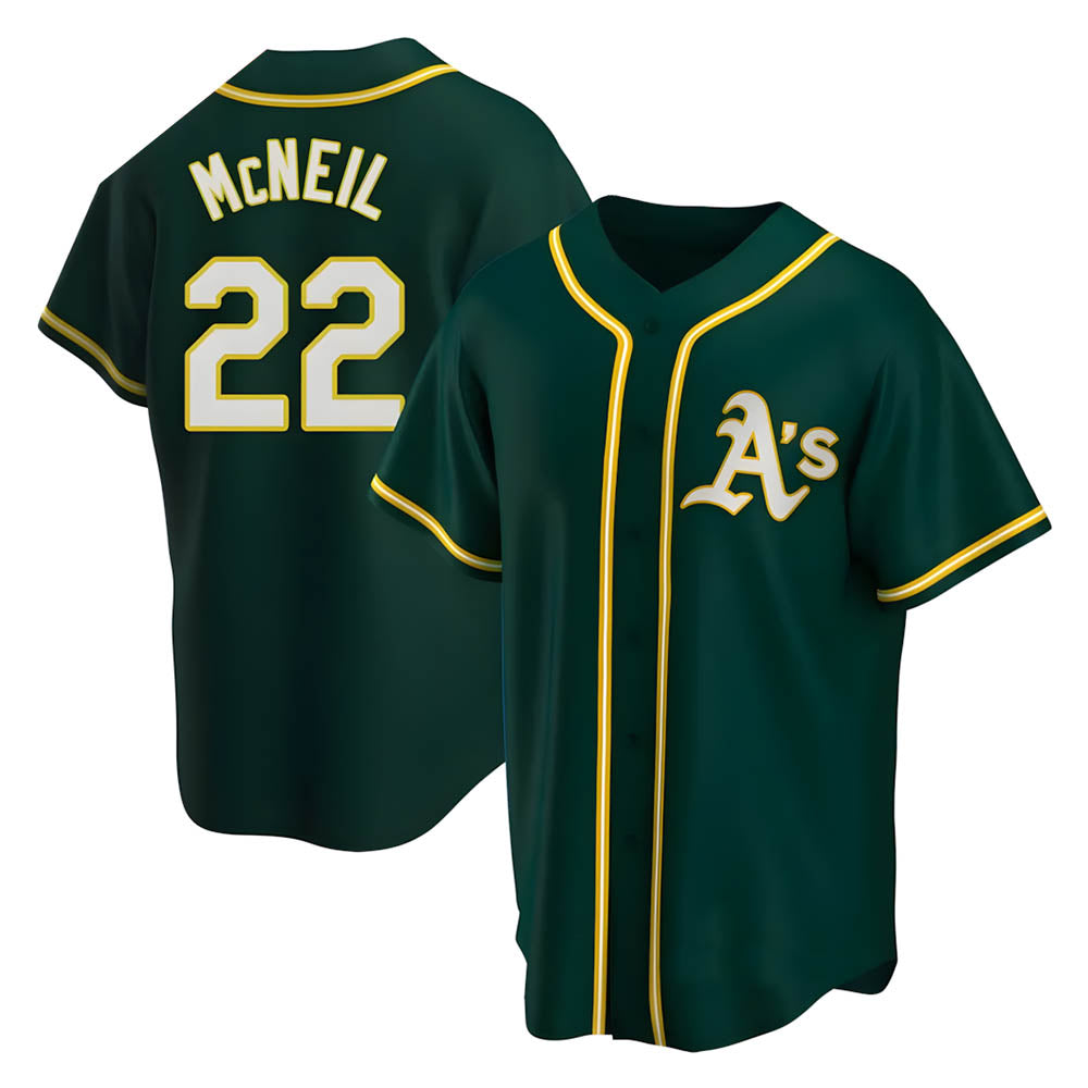 Davalo Athletics #22 Jeff McNeil player Green Replica Alternate Stitched Jersey