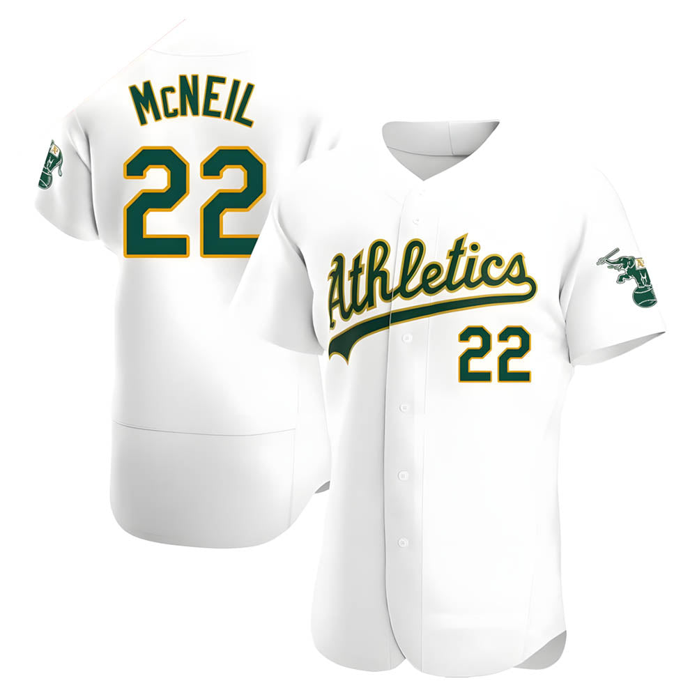 Davalo Athletics #22 Jeff McNeil player White Authentic Home Stitched Jersey