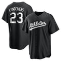 Davalo Athletics #23 Shea Langeliers Player Black&White Replica Stitched Jerseys