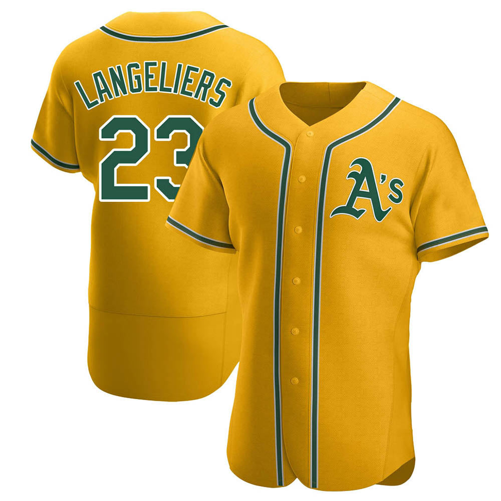 Davalo Athletics #23 Shea Langeliers Player Gold Authentic Alternate Stitched Jerseys