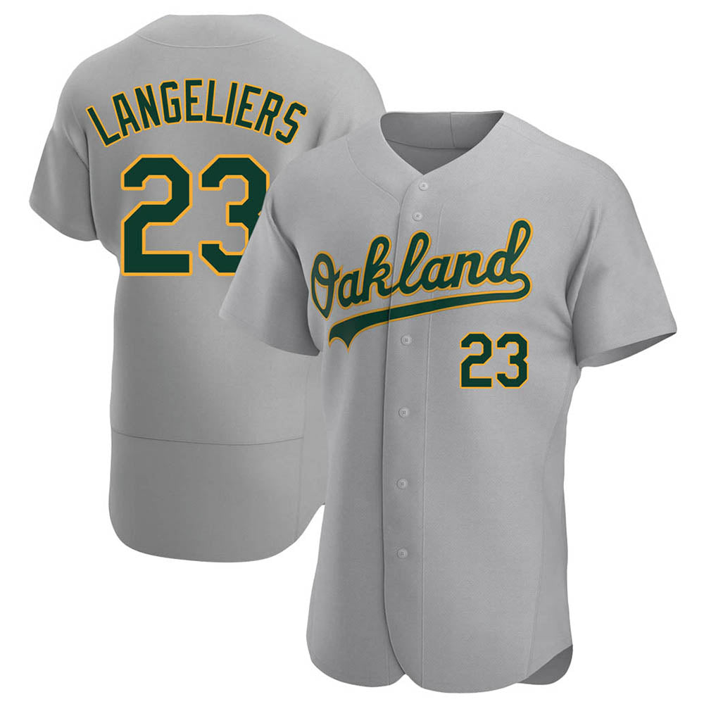 Davalo Athletics #23 Shea Langeliers Player Gray Authentic Road Stitched Jersey