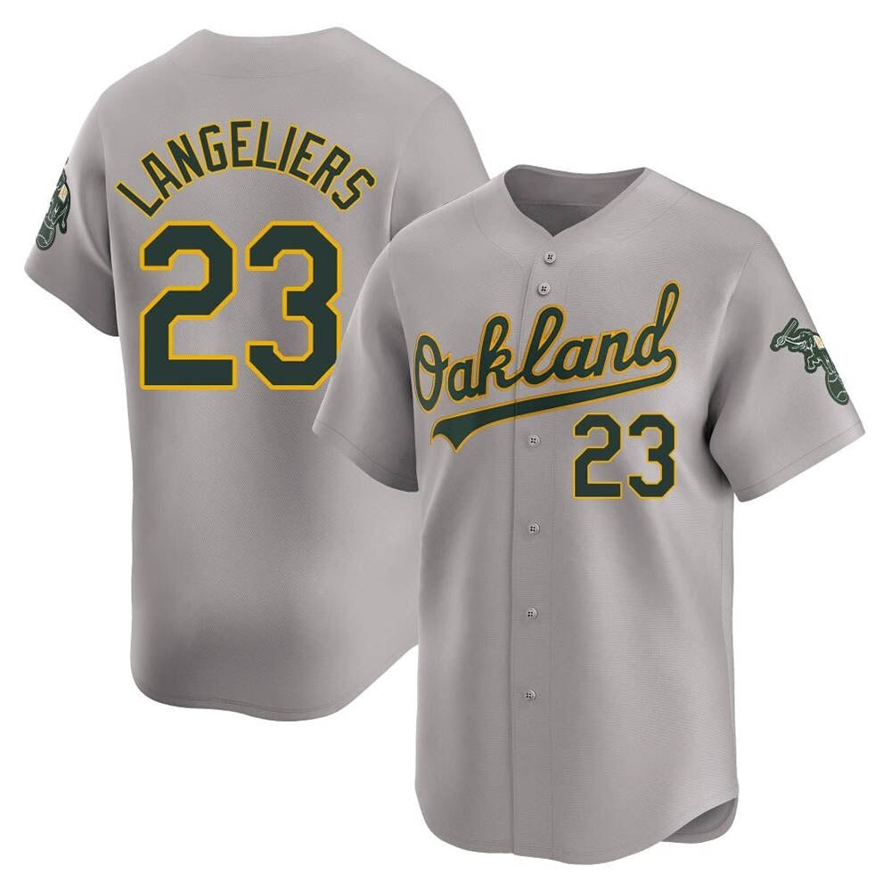 Davalo Athletics #23 Shea Langeliers Player Gray Limited Away Stitched Jersey