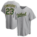 Davalo Athletics #23 Shea Langeliers Player Gray Replica Road Stitched Jerseys