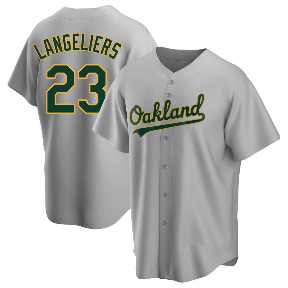Davalo Athletics #23 Shea Langeliers Player Gray Replica Road Stitched Jerseys