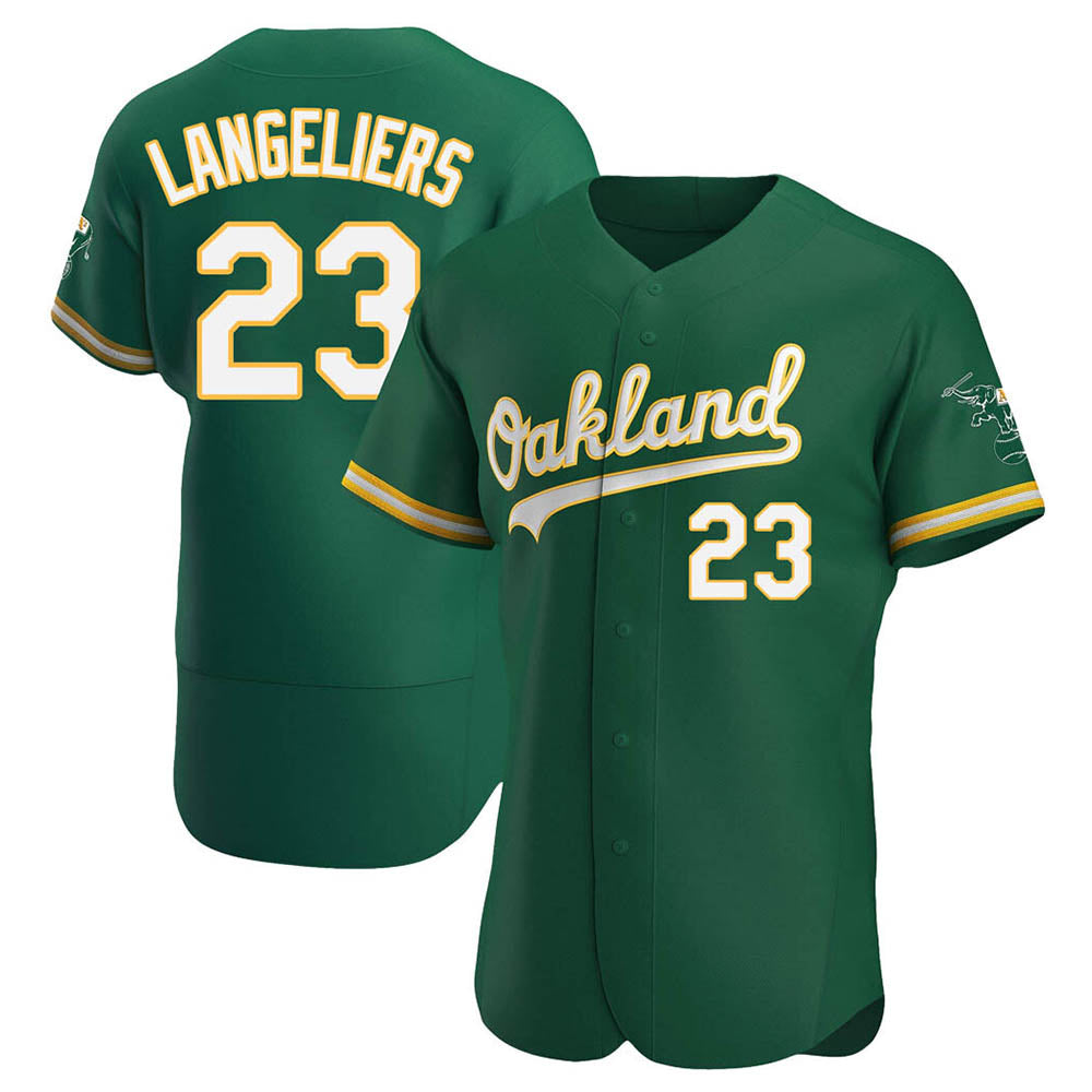 Davalo Athletics #23 Shea Langeliers Player Green Authentic Kelly Alternate Stitched Jerseys