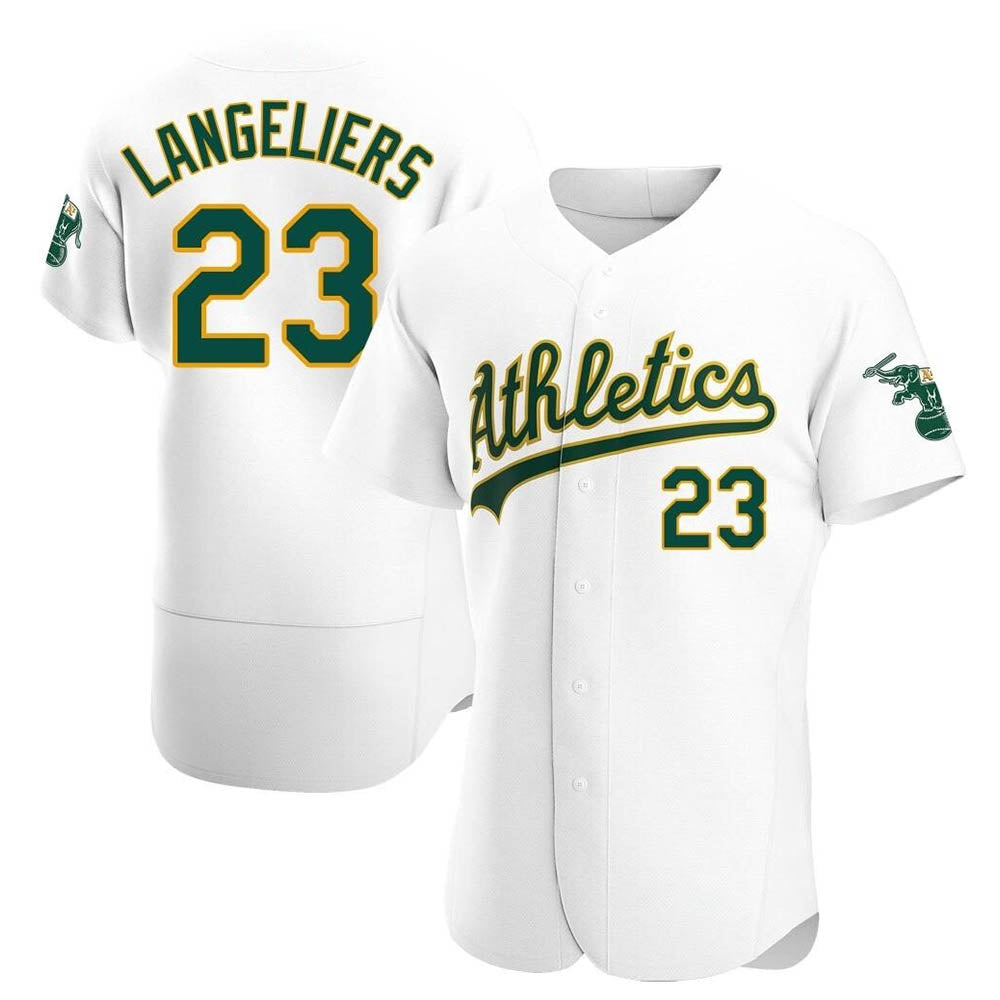 Davalo Athletics #23 Shea Langeliers Player White Authentic Home Stitched Jersey