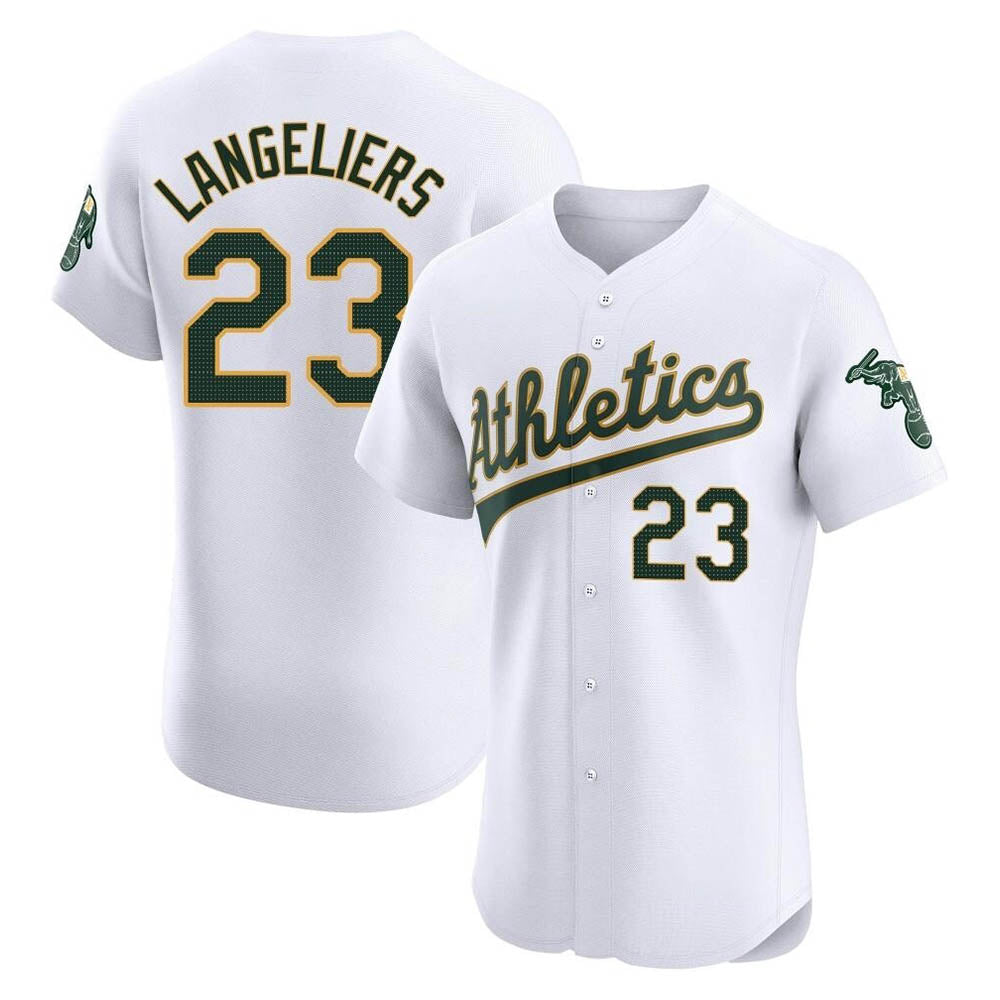 Davalo Athletics #23 Shea Langeliers Player White Elite Home Stitched Jersey