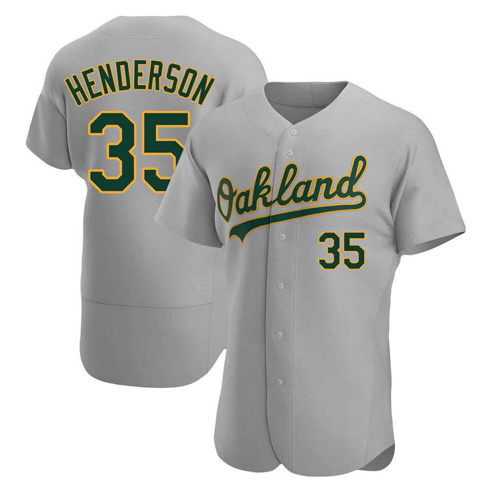 Davalo Athletics #35 Rickey Henderson Player Gray Authentic Road Stitched Jersey