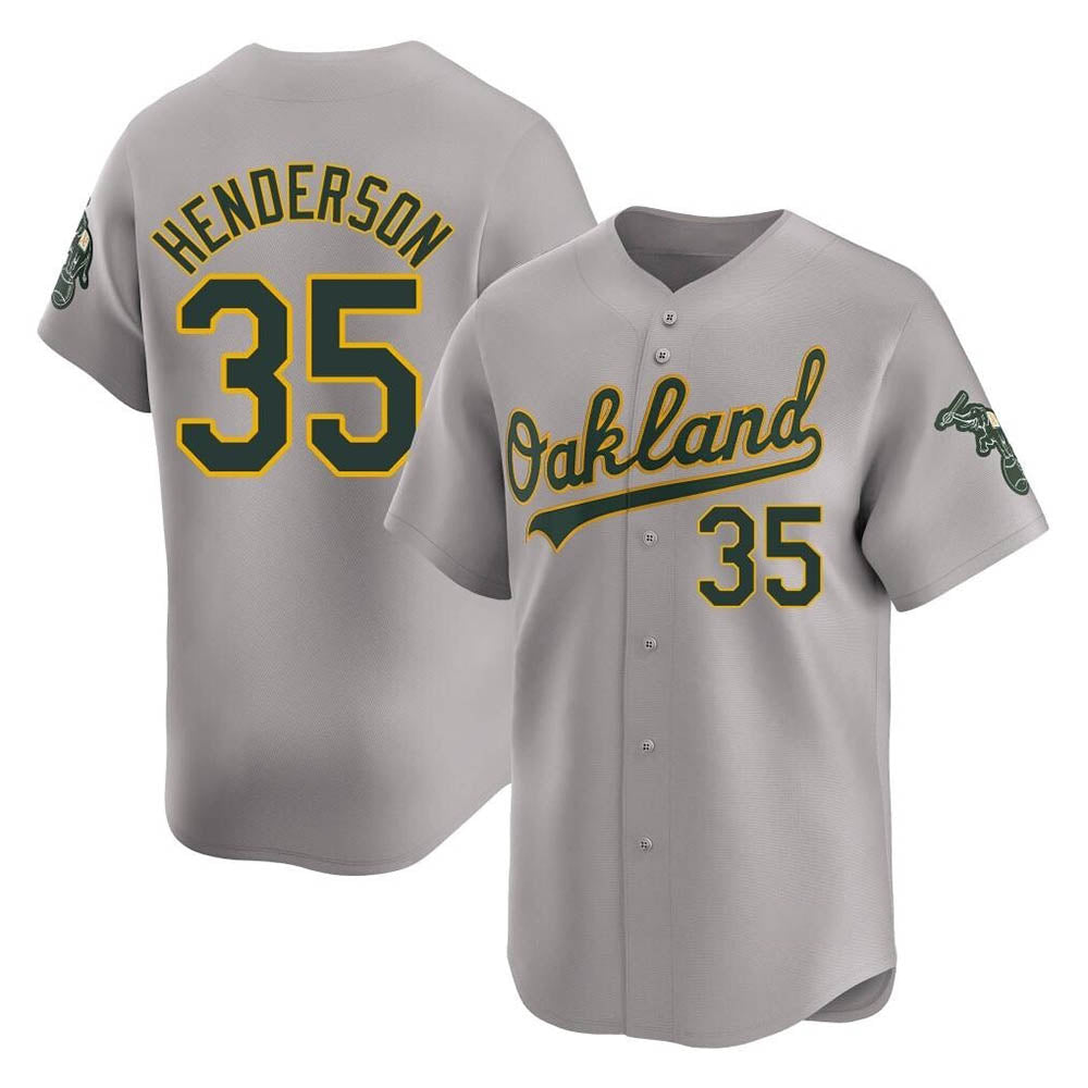 Davalo Athletics #35 Rickey Henderson Player Gray Limited Away Stitched Jersey
