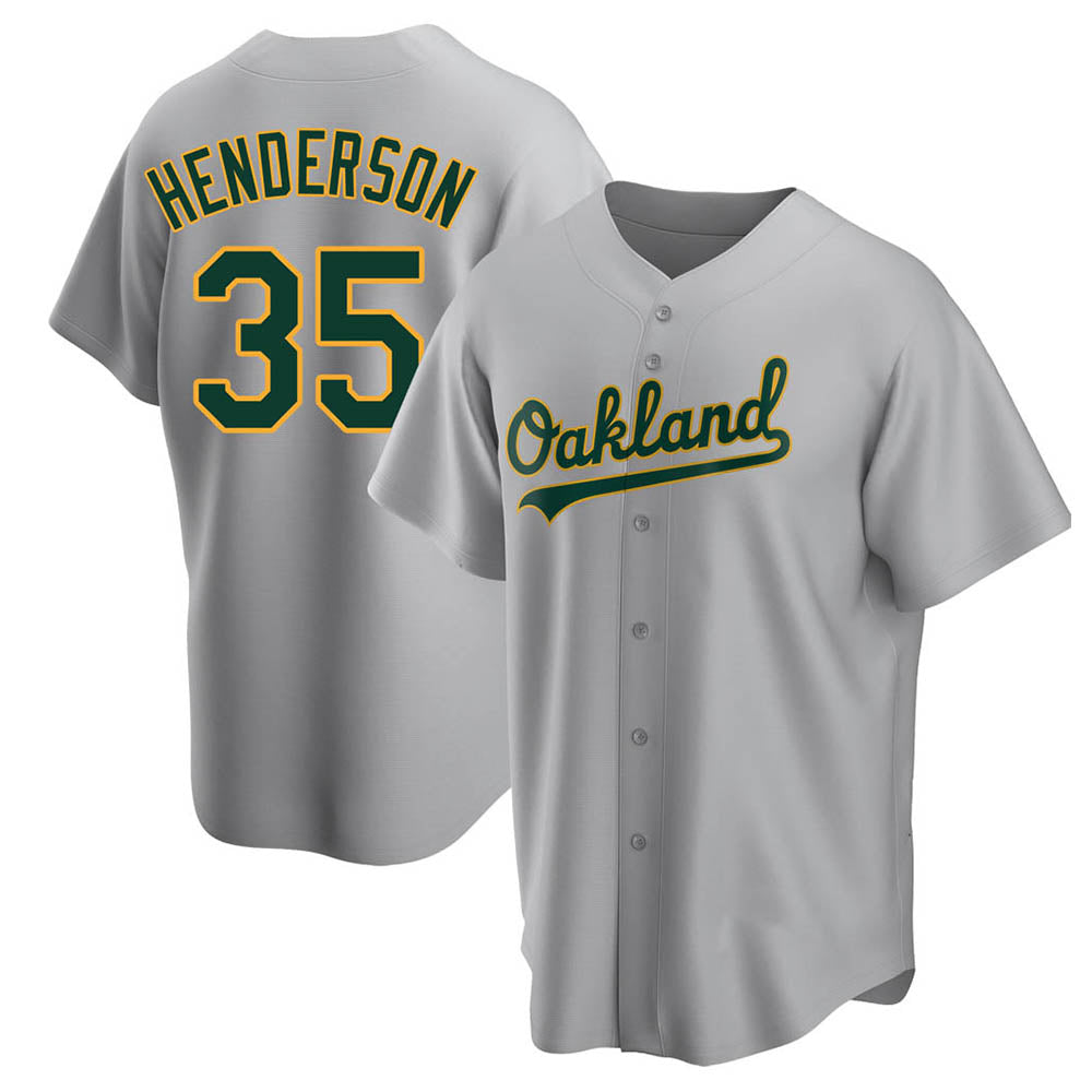 Davalo Athletics #35 Rickey Henderson Player Gray Replica Road Stitched Jersey