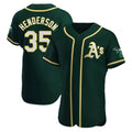 Davalo Athletics #35 Rickey Henderson Player Green Authentic Alternate Stitched Jersey