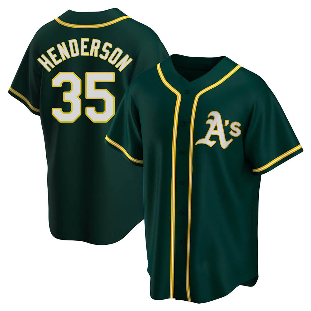 Davalo Athletics #35 Rickey Henderson Player Green Replica Alternate Stitched Jersey