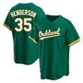 Davalo Athletics #35 Rickey Henderson Player Green Replica Kelly Alternate Stitched Jersey
