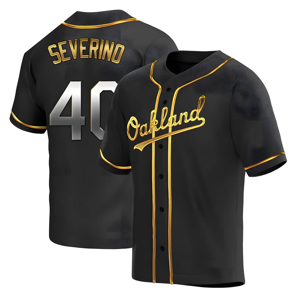 Davalo Athletics #40 Luis Severino player Gold Replica Black en Alternate Stitched Jersey