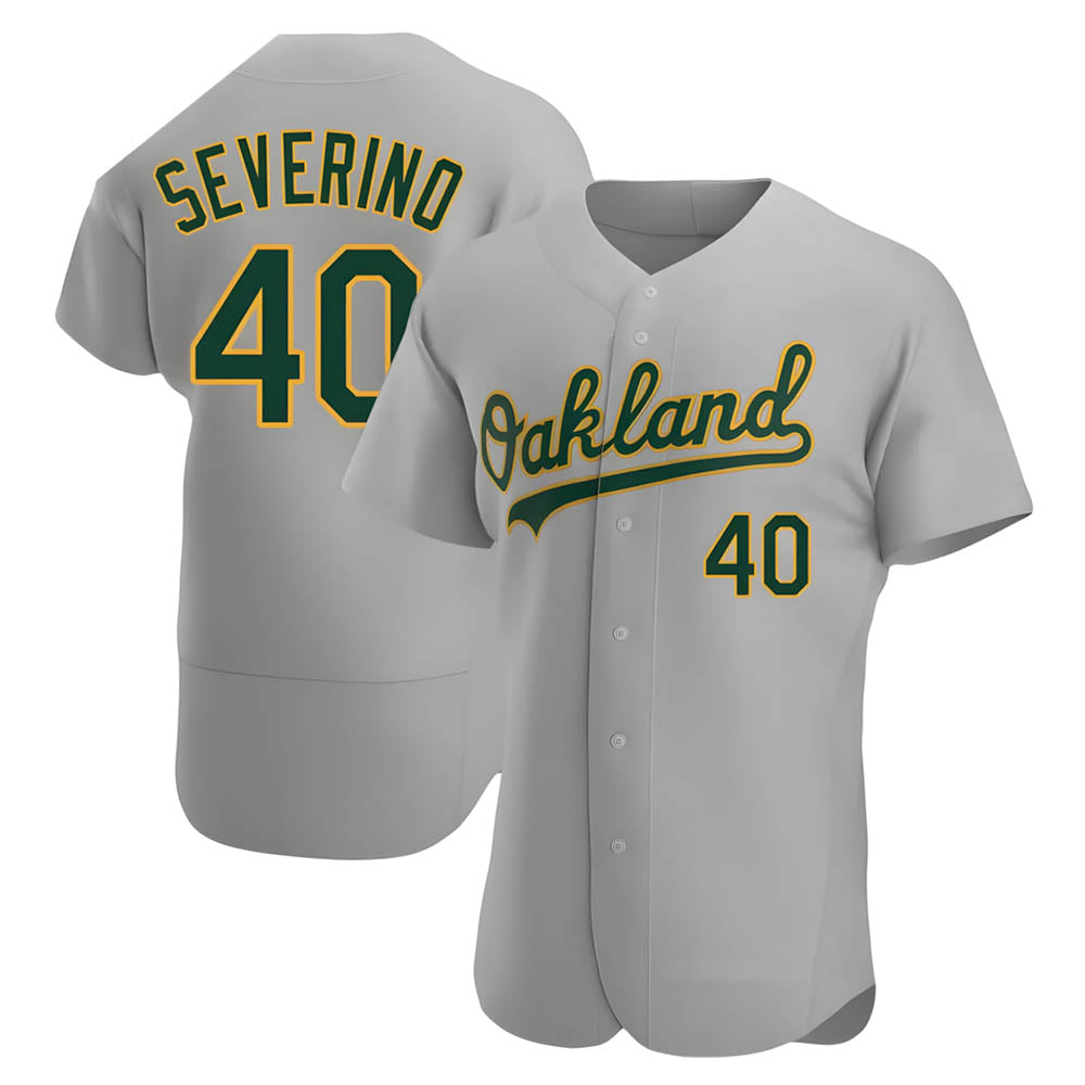 Davalo Athletics #40 Luis Severino player Gray Authentic Road Stitched Jersey