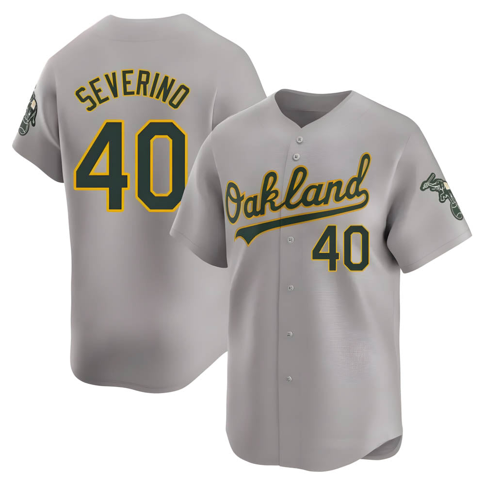 Davalo Athletics #40 Luis Severino player Gray Limited Away Stitched Jersey