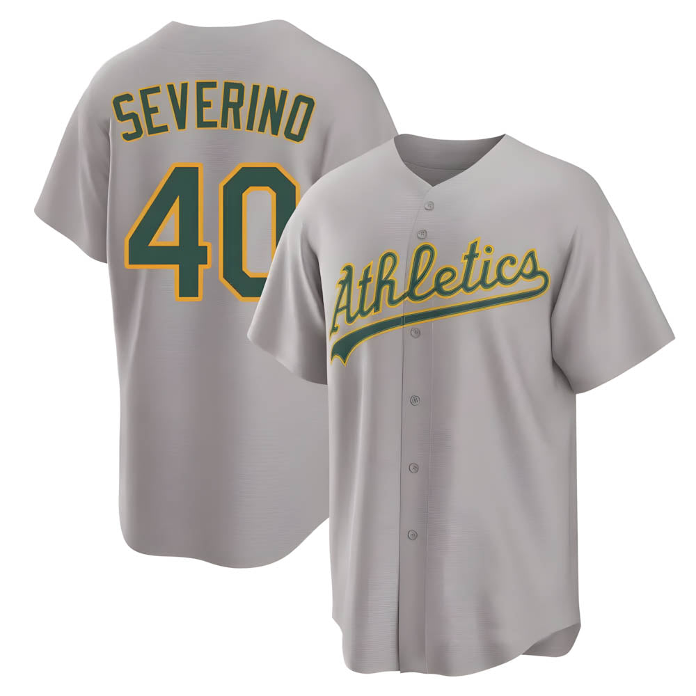 Davalo Athletics #40 Luis Severino player Gray Replica Away Stitched Jersey