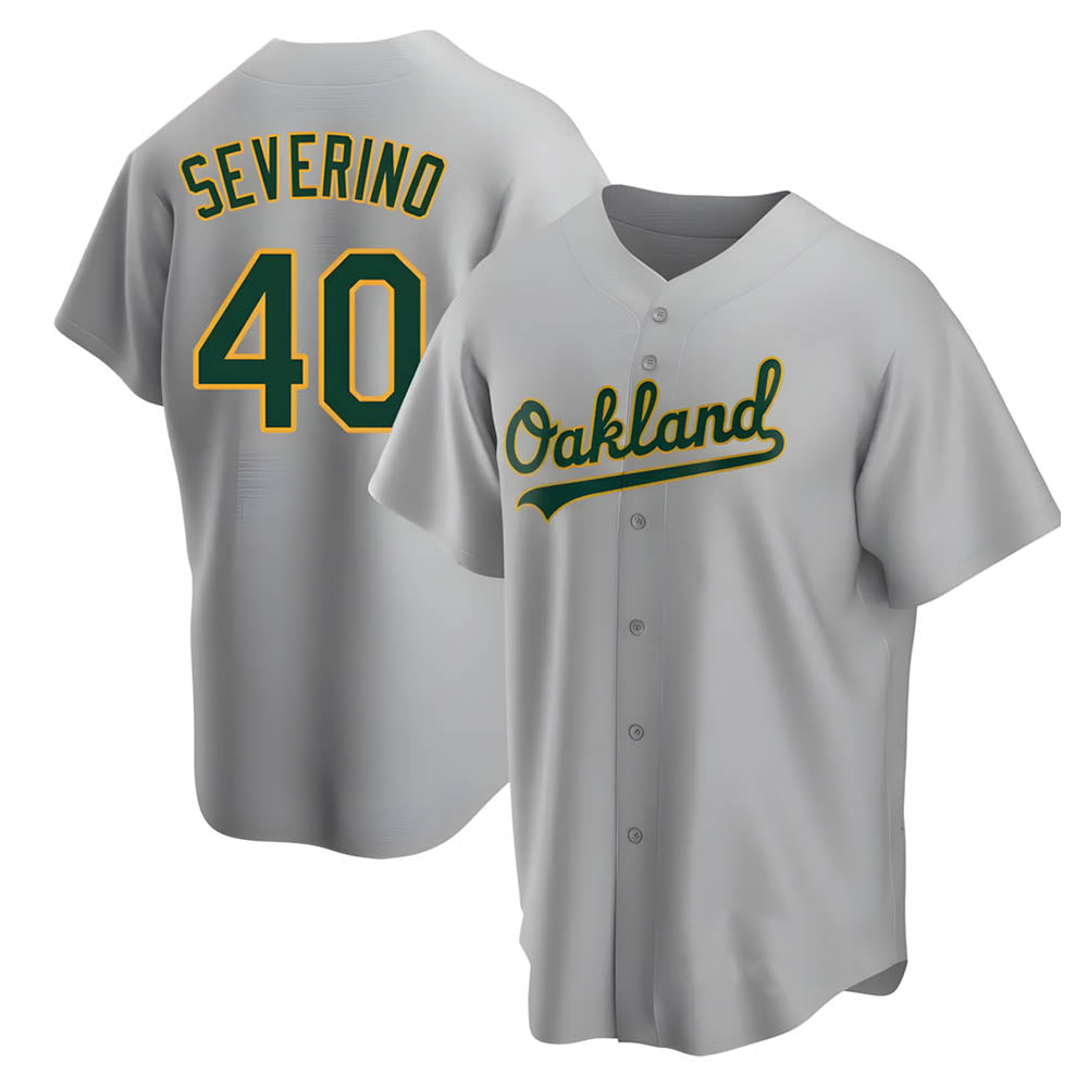 Davalo Athletics #40 Luis Severino player Gray Replica Road Stitched Jersey