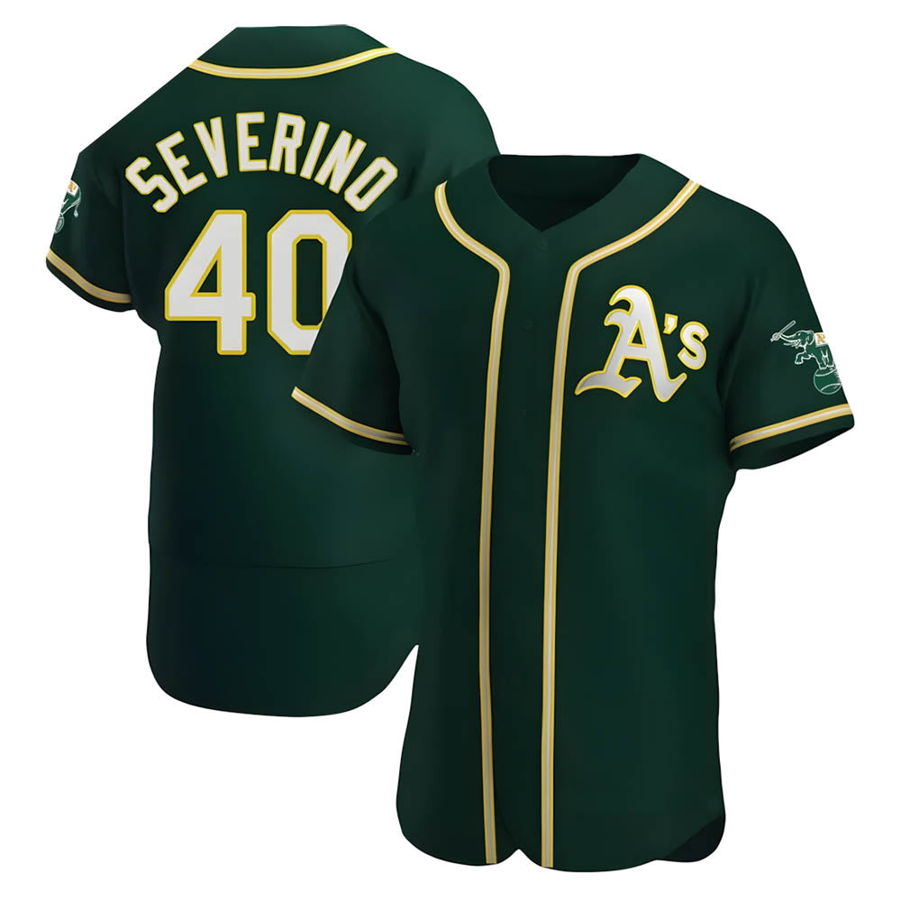 Davalo Athletics #40 Luis Severino player Green Authentic Alternate Stitched Jersey