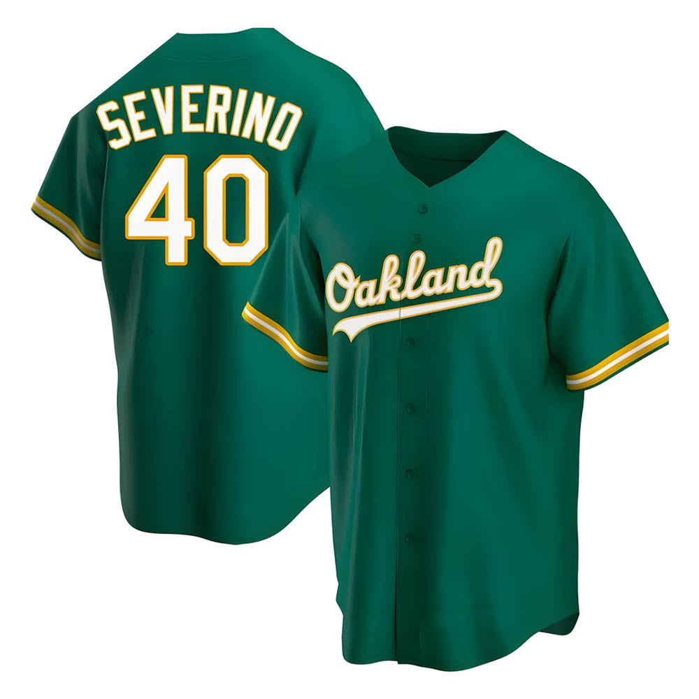 Davalo Athletics #40 Luis Severino player Green Replica Kelly Alternate Stitched Jersey