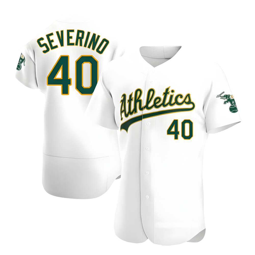 Davalo Athletics #40 Luis Severino player White Authentic Home Stitched Jersey