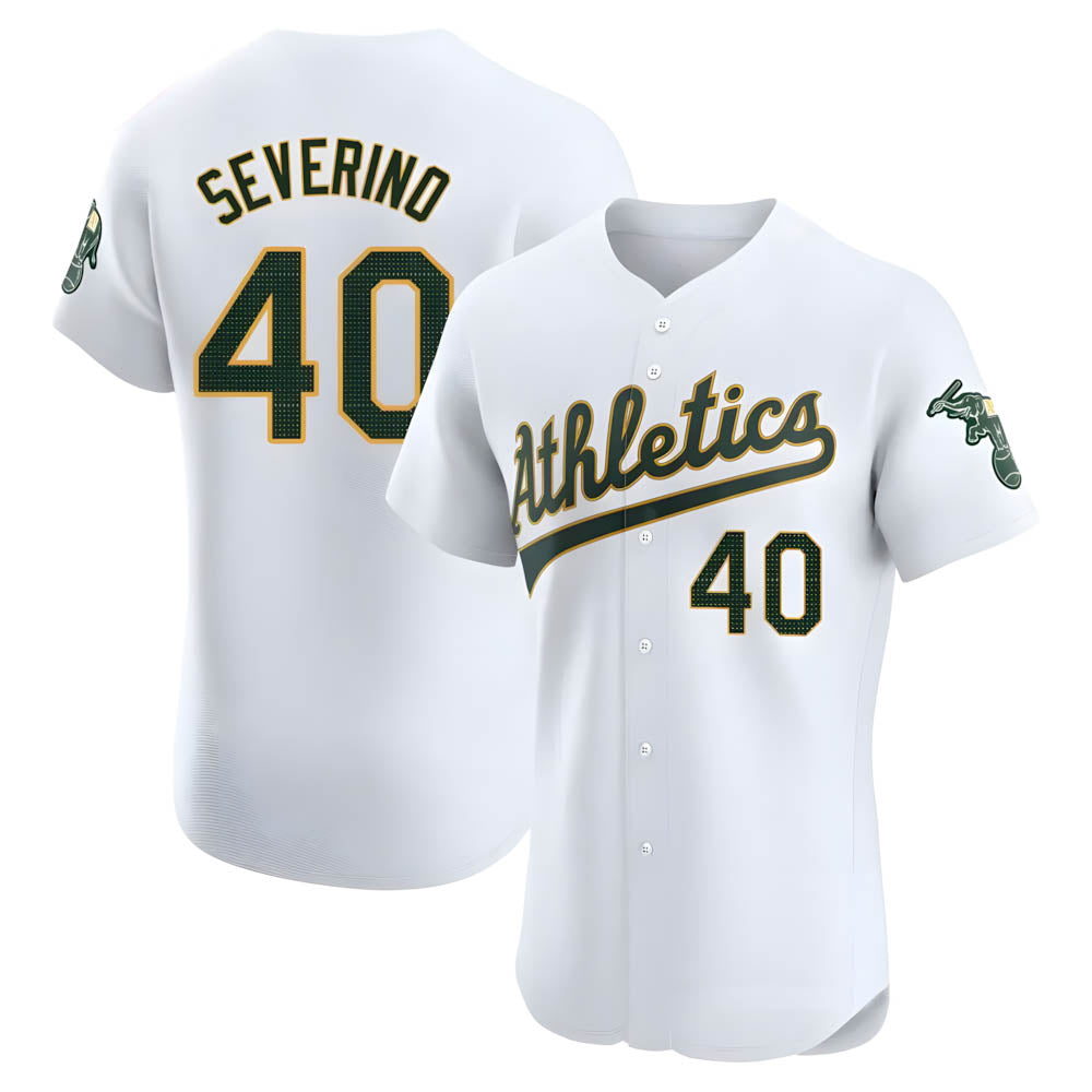 Davalo Athletics #40 Luis Severino player White Elite Home Stitched Jersey