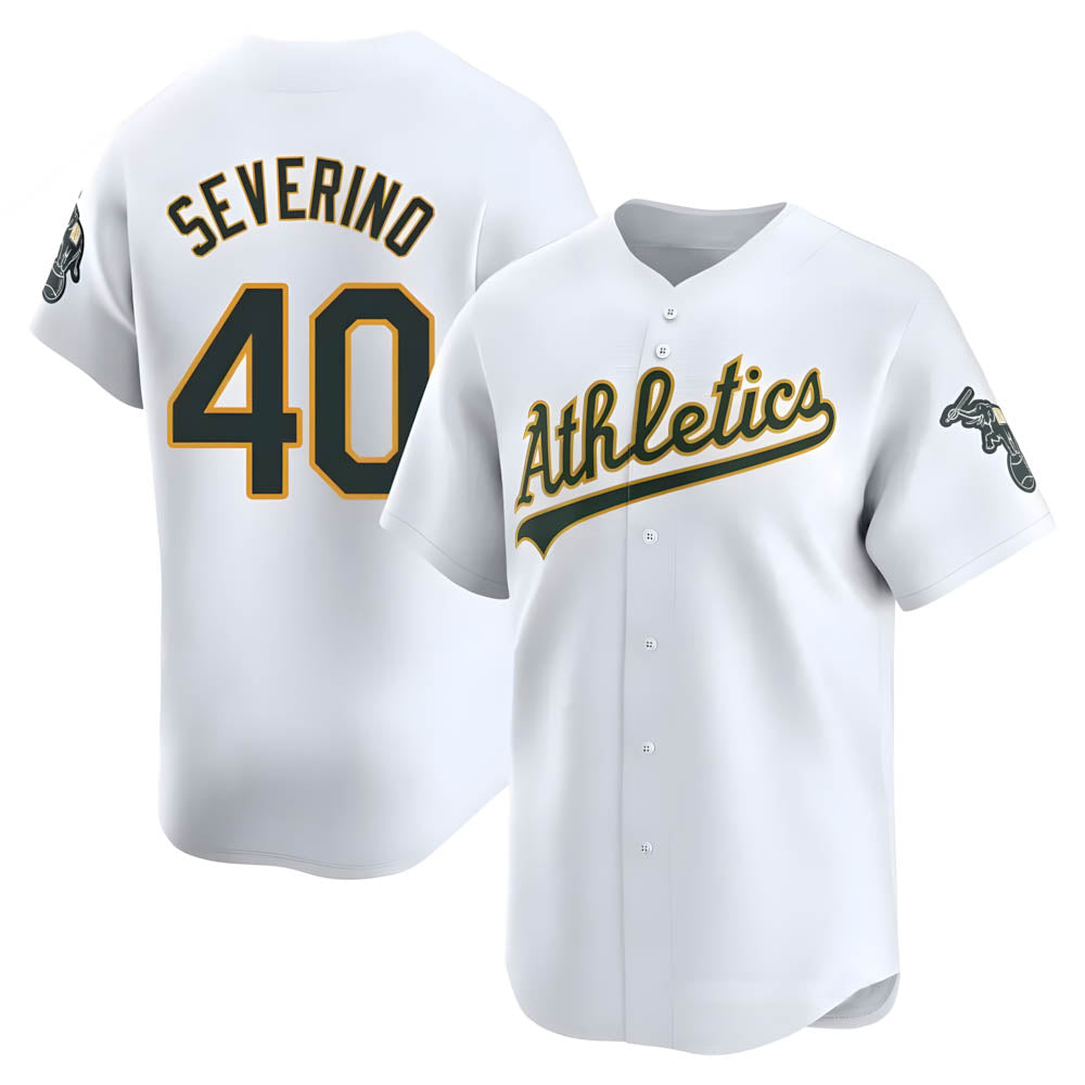 Davalo Athletics #40 Luis Severino player White Limited Home Stitched Jersey