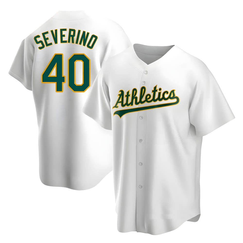 Davalo Athletics #40 Luis Severino player White Replica Home Stitched Jersey