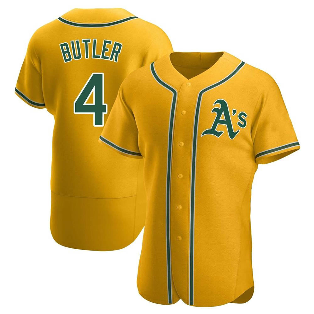 Davalo Athletics #4 Lawrence Butler player Gold Authentic Alternate Stitched Jersey