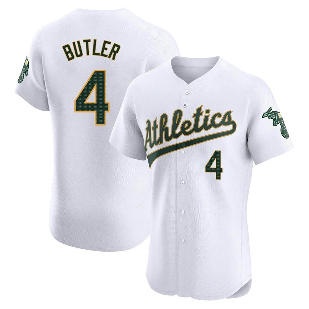Davalo Athletics #4 Lawrence Butler player White Elite Home Stitched Jersey
