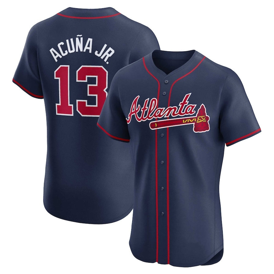 Davalo A.Braves #13 Ronald Acuna Jr. Alternate Elite Player Jersey - Navy Personalized Jerseys