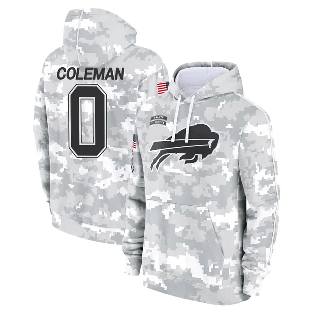 Davalo B.Bills #0 Keon Coleman Player Arctic Camo Salute to Service Hoodies Stitched Jerseys