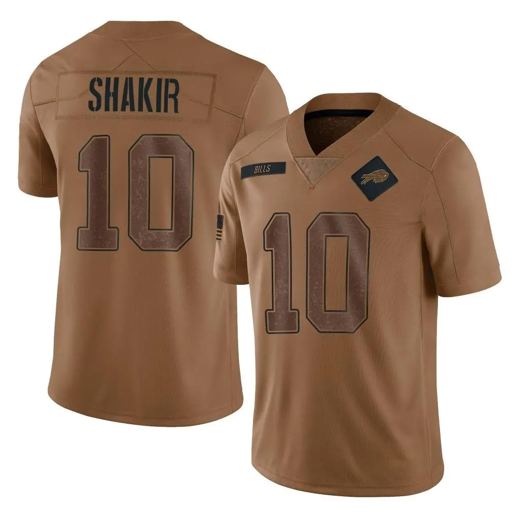 Davalo B.Bills #10 Khalil Shakir Player Brown Salute To Service Limited Stitched Jerseys