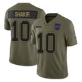 Davalo B.Bills #10 Khalil Shakir Player Olive Salute to Service Limited Home Game Stitched Jerseys