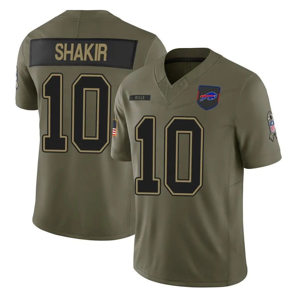 Davalo B.Bills #10 Khalil Shakir Player Olive Salute to Service Limited Home Game Stitched Jerseys