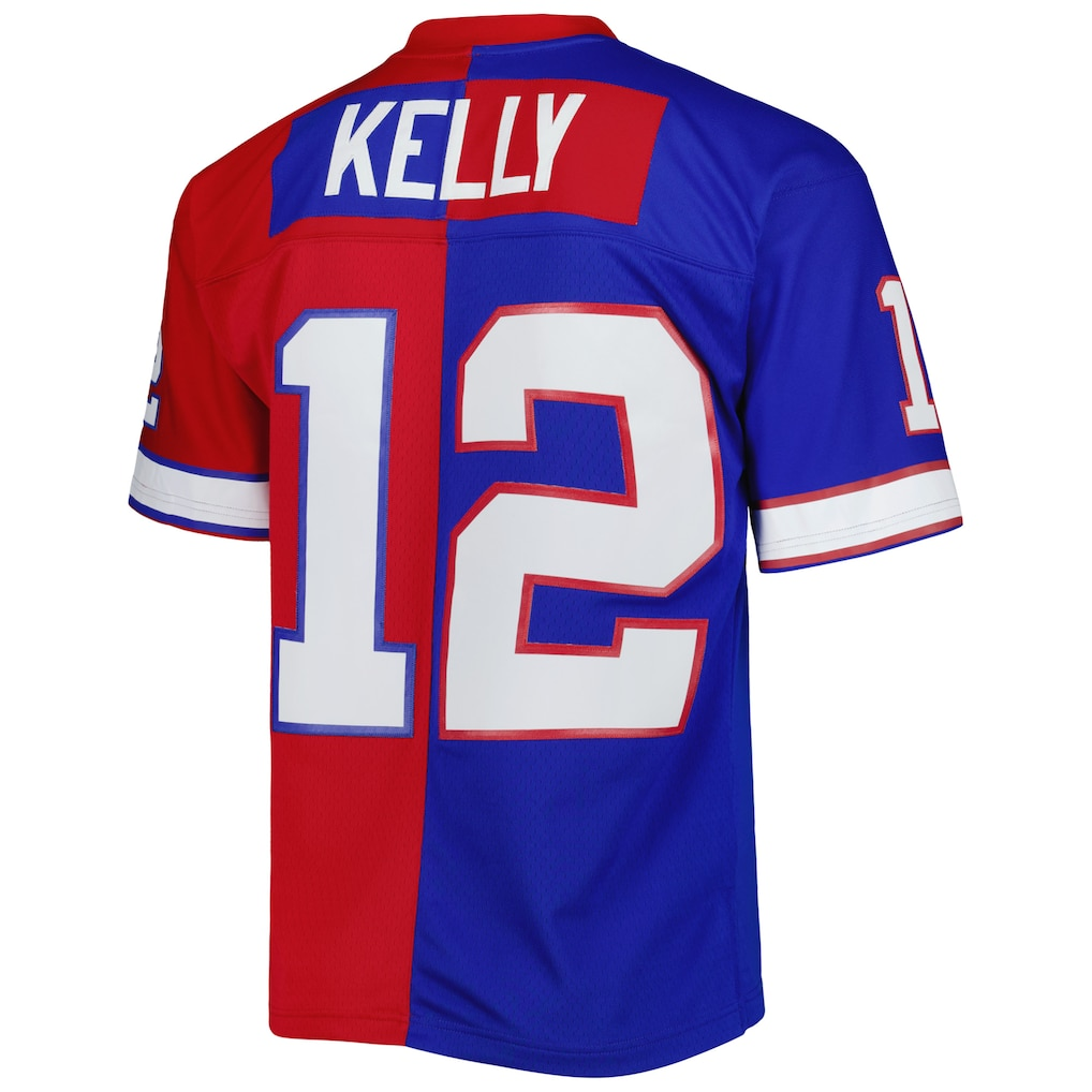Davalo B.Bills #12 Jim Kelly Mitchell & Ness RoyalRed 1990 Split Legacy Replica Jersey