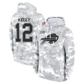 Davalo B.Bills #12 Jim Kelly Player Arctic Camo Salute to Service Hoodies Limited Stitched Jerseys