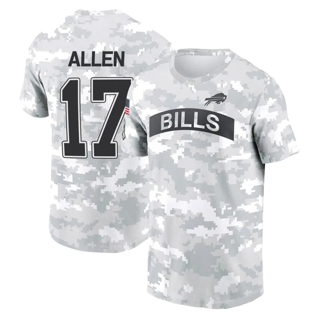 Davalo B.Bills #17 Josh Allen Player Arctic Camo Salute to Service T-Shirt Hoodies Stitched Jerseys