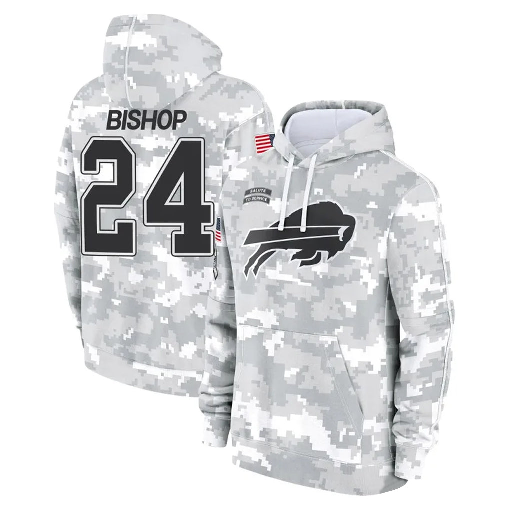 Davalo B.Bills #24 Cole Bishop Player Arctic Camo Salute to Service Hoodies Limited Stitched Jerseys