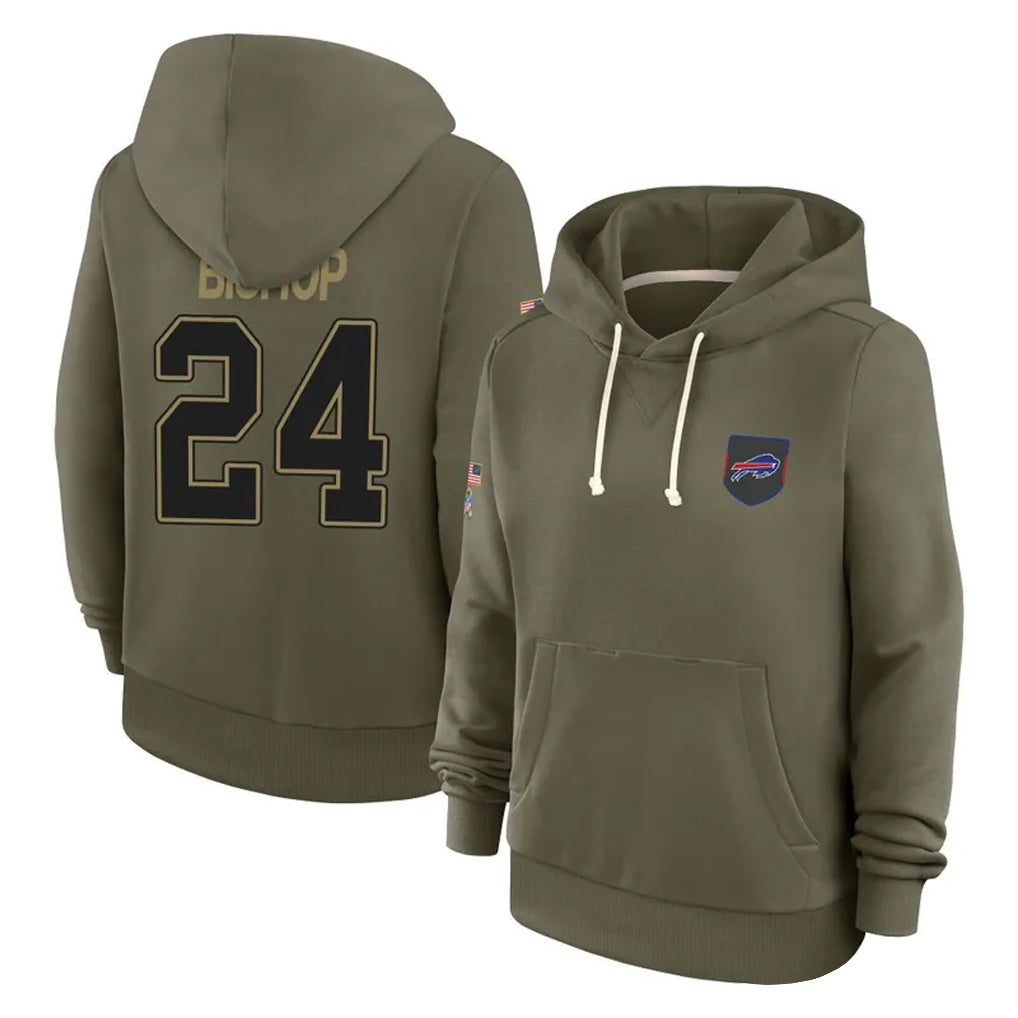 Davalo B.Bills #24 Cole Bishop Player Olive Salute to Service Hoodies Stitched Jerseys