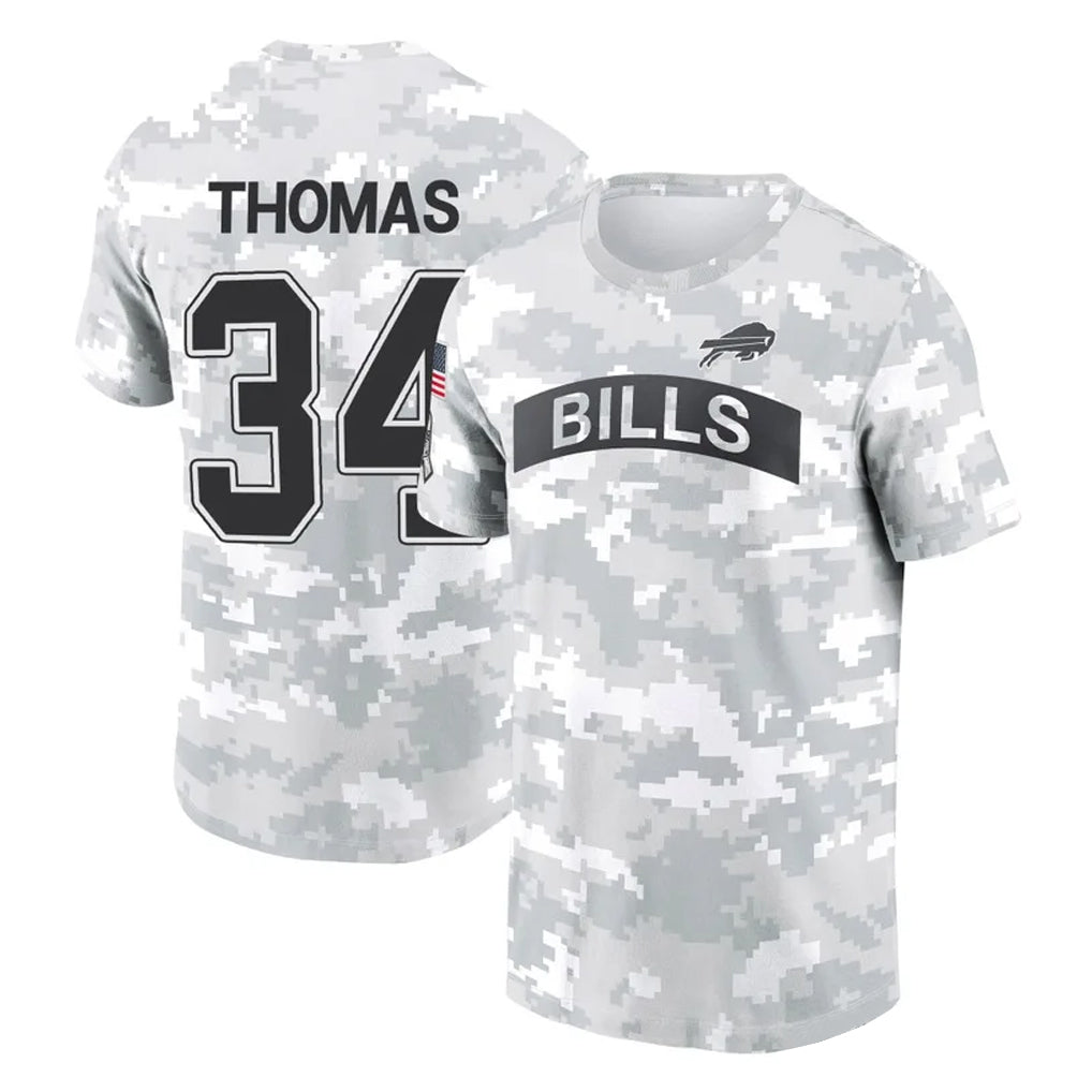 Davalo B.Bills #34 Thurman Thomas Player Arctic Camo Salute to Service T-Shirt Hoodies Stitched Jerseys