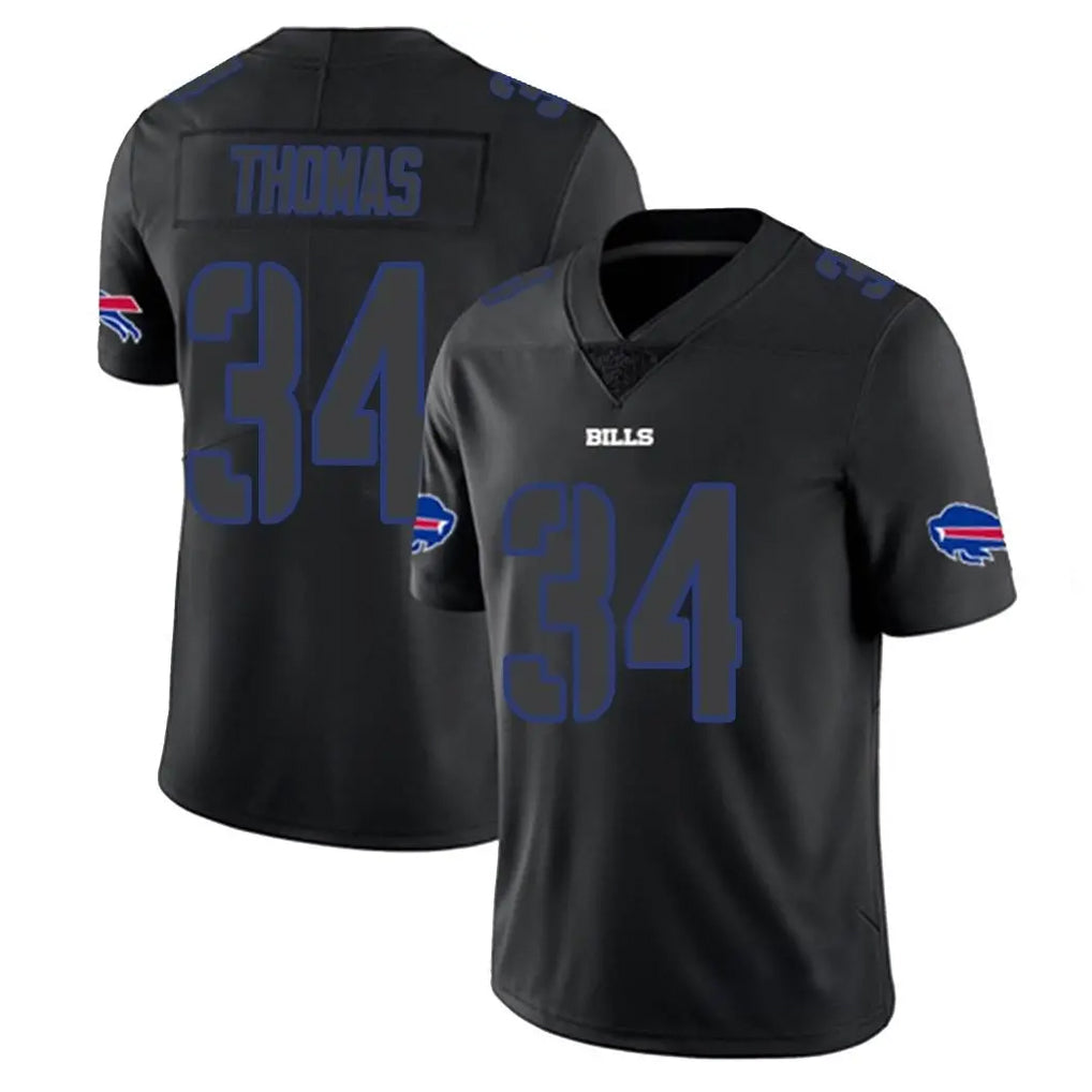 Davalo B.Bills #34 Thurman Thomas Player Black Impact Limited Home Game Stitched Jerseys