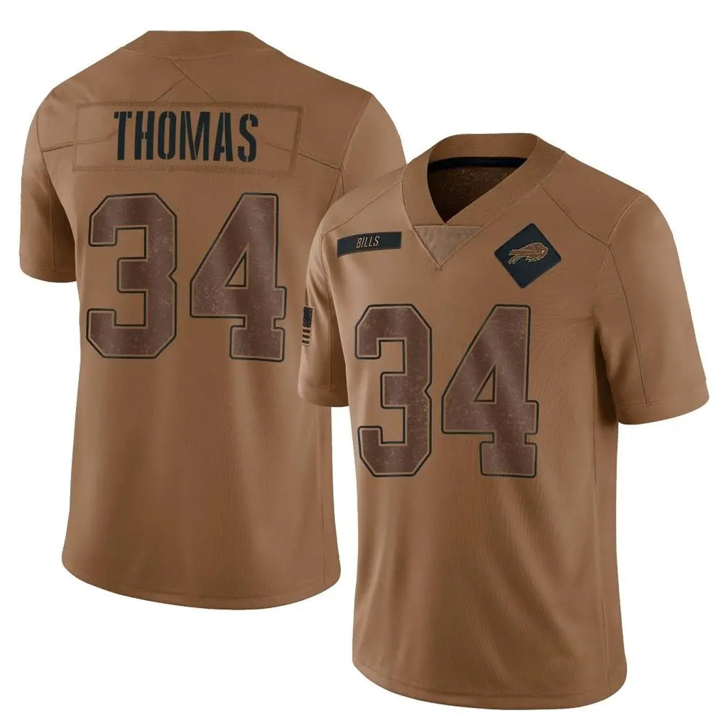 Davalo B.Bills #34 Thurman Thomas Player Brown Salute To Service Limited Stitched Jerseys